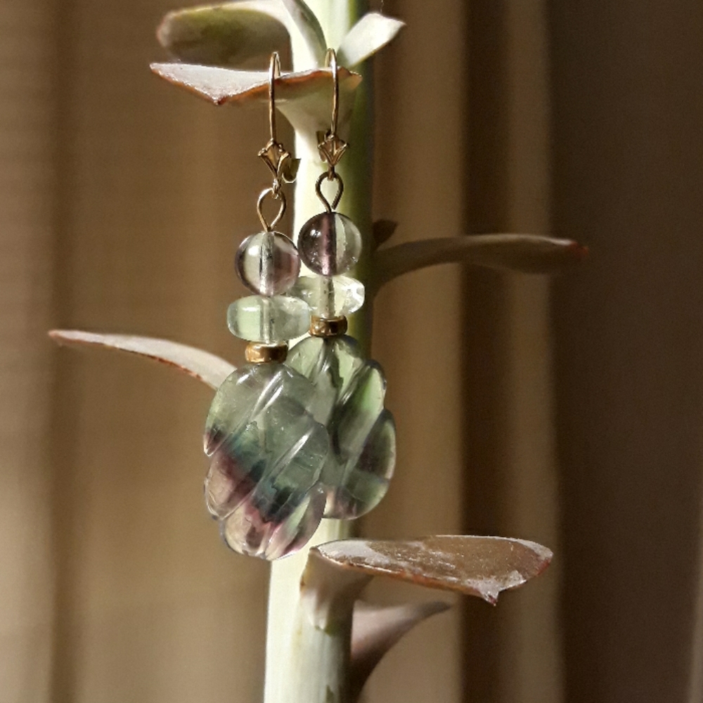 14K Gold Flourite Earrings